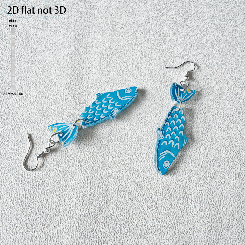 2pcs Vintage Fish-Shaped Pendant Earrings, Cute Daily Wear